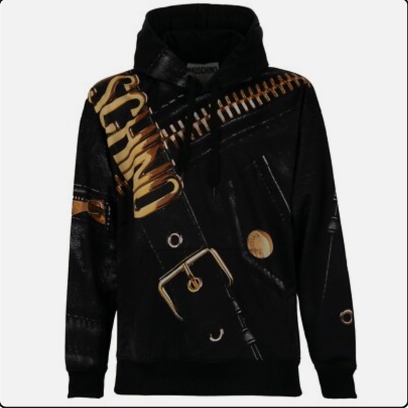 Moschino Other - Moschino Couture NWT Biker Jacket Logo Print Hoodie Pullover Size 46